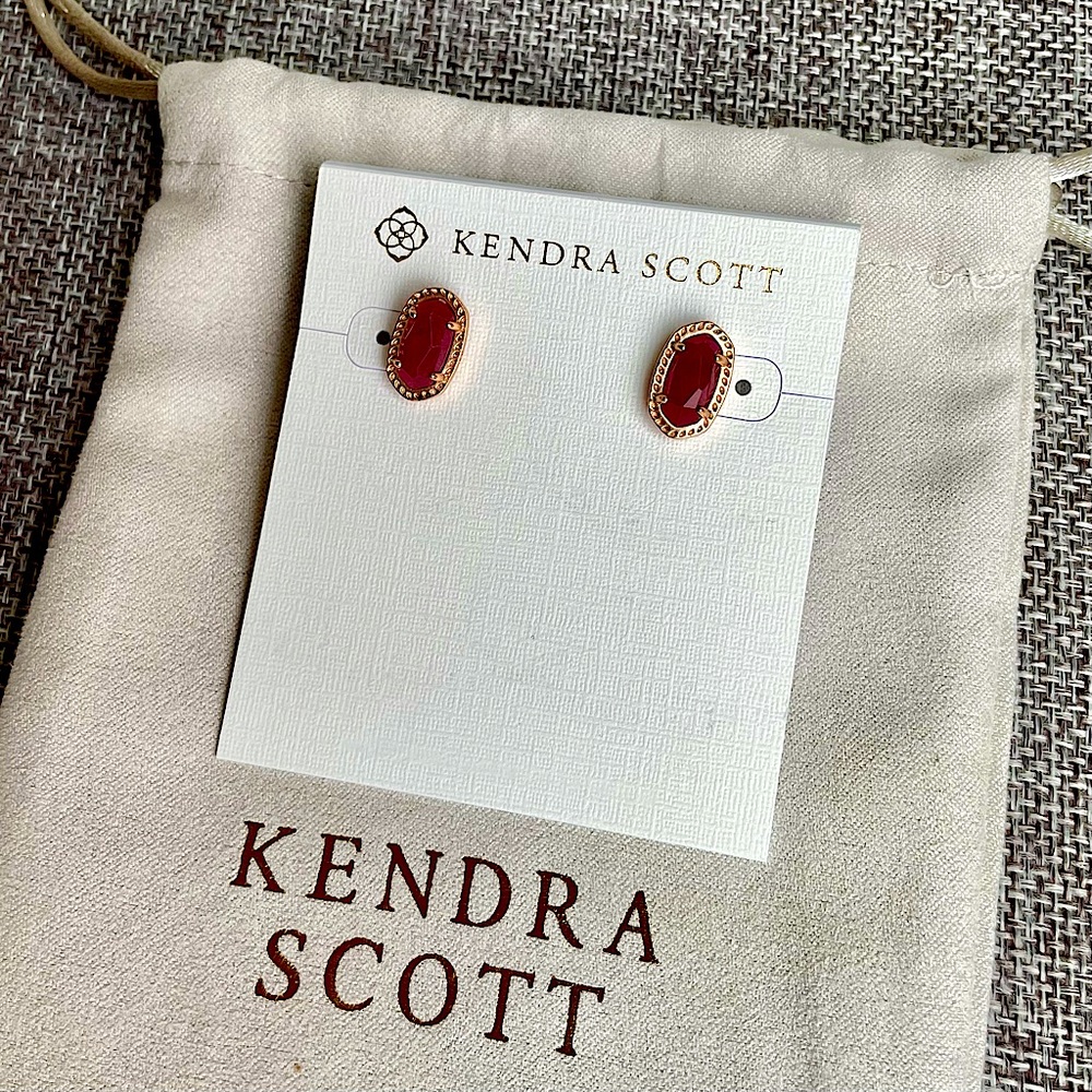 Kendra Scott Emery Maroon Jade Rose Gold